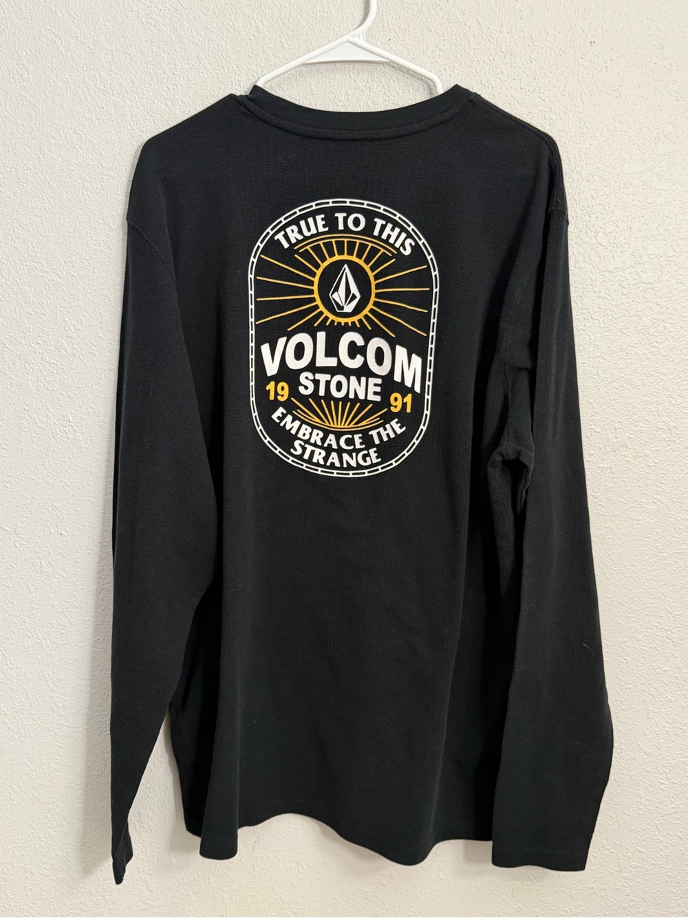 Volcom Black Long-Sleeve Tee with Yellow Chest Logo